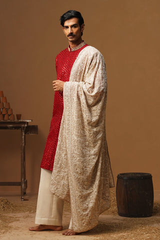 VED RED SHERWANI SET
