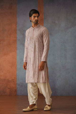 Chaitanya - Mauve Purple Mirror Work Kurta Set with Patiyala and Dupatta