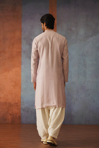 Chaitanya - Mauve Purple Mirror Work Kurta Set with Patiyala and Dupatta