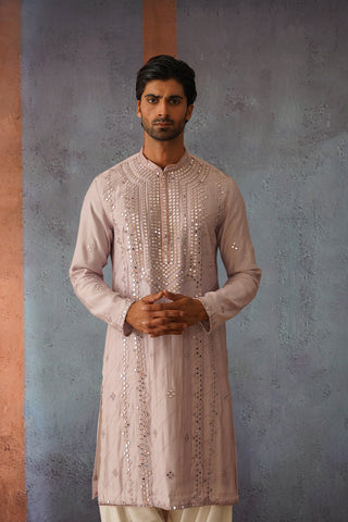 Chaitanya - Mauve Purple Mirror Work Kurta Set with Patiyala and Dupatta