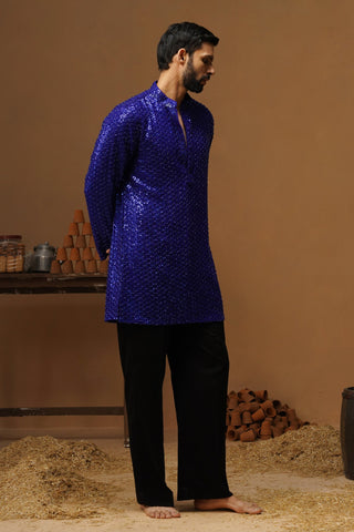 VED ROYAL BLUE SHORT KURTA SET