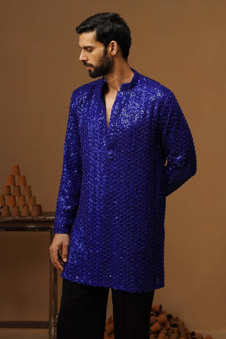 VED ROYAL BLUE SHORT KURTA SET