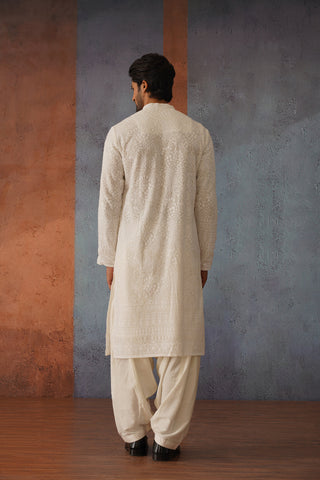 Ilqas - Off White Patiyala Kurta Set
