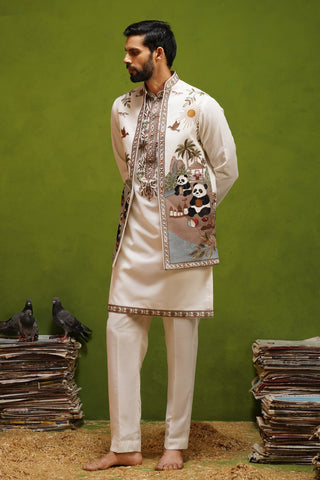 PANDA IVORY KURTA JACKET SET