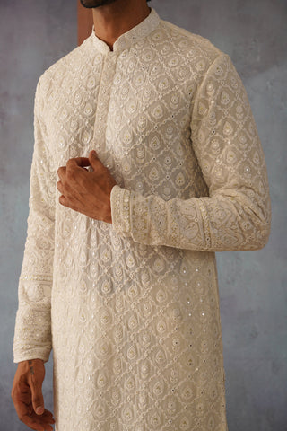 Zohair - Off White Embroidered Kurta Set