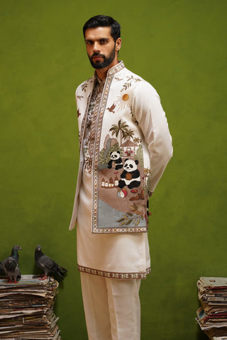 PANDA IVORY KURTA JACKET SET