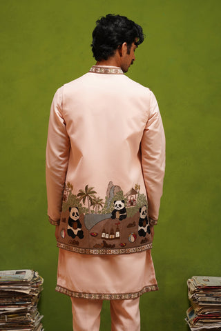 PANDA PINK KURTA JACKET SET