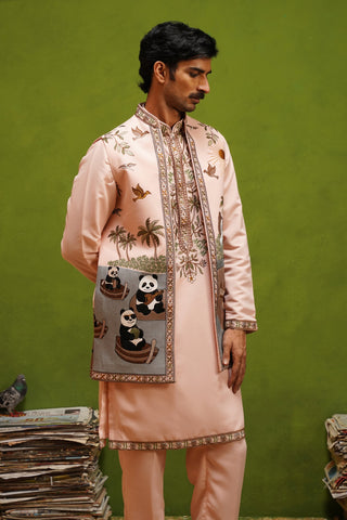 PANDA PINK KURTA JACKET SET