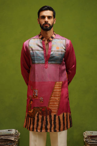 CANVAS MAGENTA SHORT KURTA SET