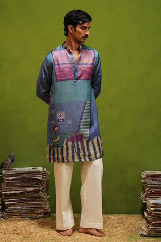 CANVAS BLUE SHORT KURTA SET