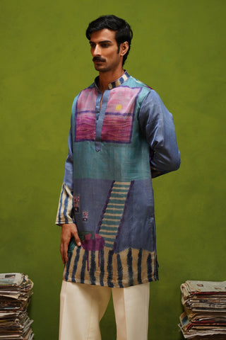 CANVAS BLUE SHORT KURTA SET