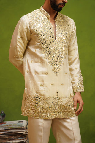ARYA BEIGE V NECK SHORT KURTA SET