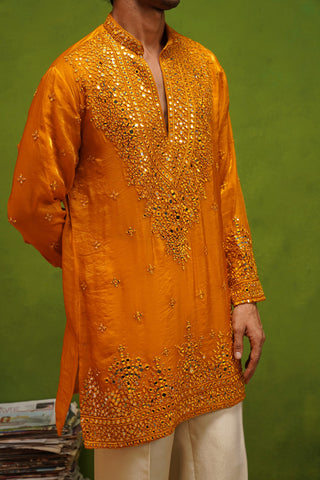 ARYA YELLOW V NECK SHORT KURTA SET