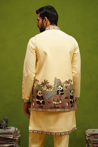 PANDA YELLOW KURTA JACKET SET