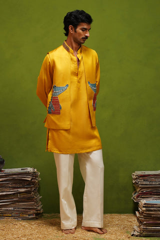 ALLIGATOR YELLOW KURTA JACKET SET
