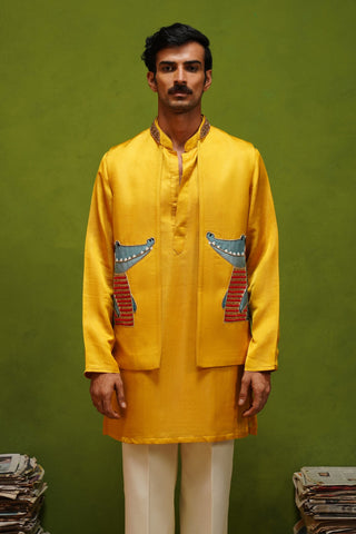 ALLIGATOR YELLOW KURTA JACKET SET