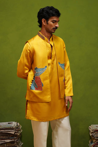 ALLIGATOR YELLOW KURTA JACKET SET
