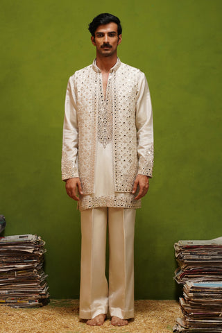 AZEEL IVORY SHORT KURTA JACKET SET