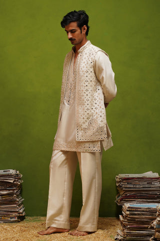 AZEEL IVORY SHORT KURTA JACKET SET