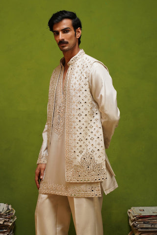 AZEEL IVORY SHORT KURTA JACKET SET