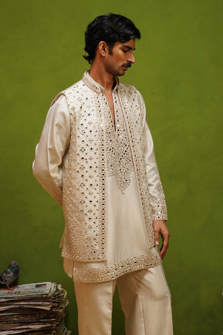 AZEEL IVORY SHORT KURTA JACKET SET