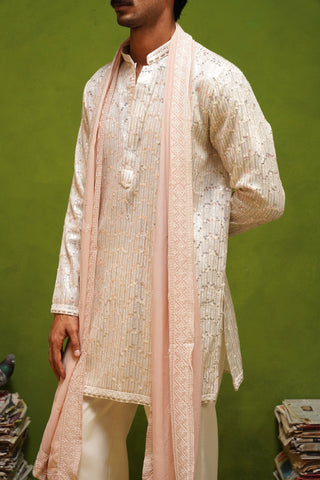 NEEL IVORY  SHORT KURTA SET WITH DUPATTA