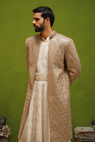 VEDANT GOLD SHERWANI SET