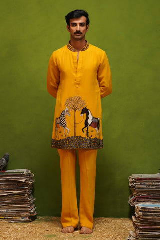 SAATHI YELLOW SHORT KURTA SET
