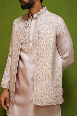 OJASV PINK SHORT KURTA JACKET  SET