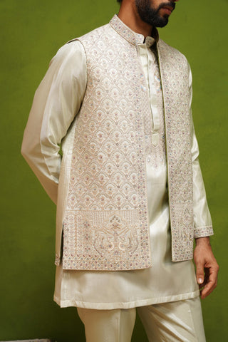 OJASV MEHNDI SHORT KURTA JACKET SET