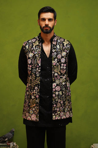 ROOH BLACK SHORT KURTA JACKET SET