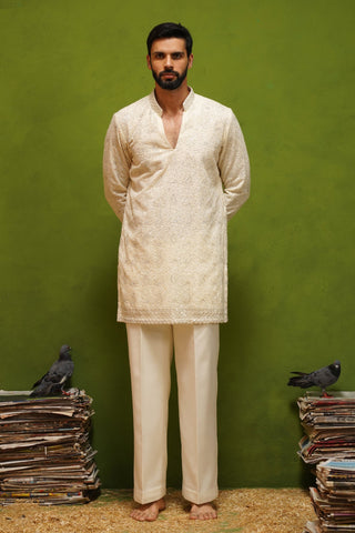 NAQSH IVORY V NECK SHORT KURTA SET