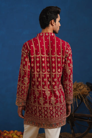 SURKH HOT PINK SHORT KURTA SET