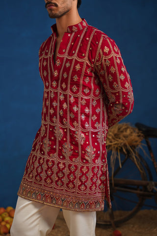 SURKH HOT PINK SHORT KURTA SET