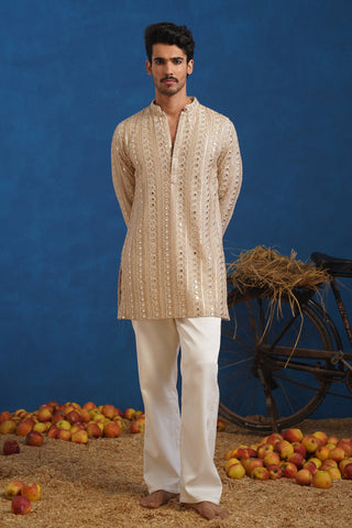 VISHAL PANDEY IN AAINA GOLDEN SHORT KURTA SET