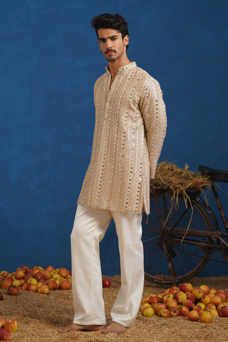 VISHAL PANDEY IN AAINA GOLDEN SHORT KURTA SET