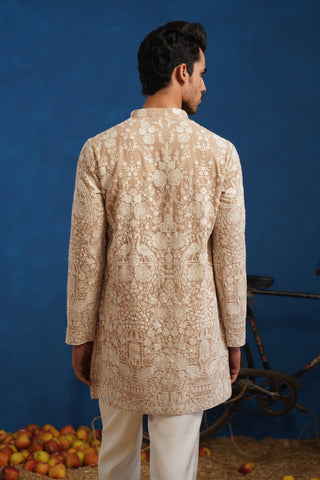 MAYURESH BEIGE SHORT KURTA SET