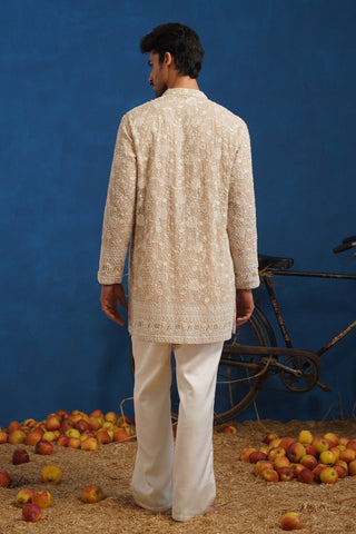 DIVIT CUTDANA BEIGE SHORT KURTA SET