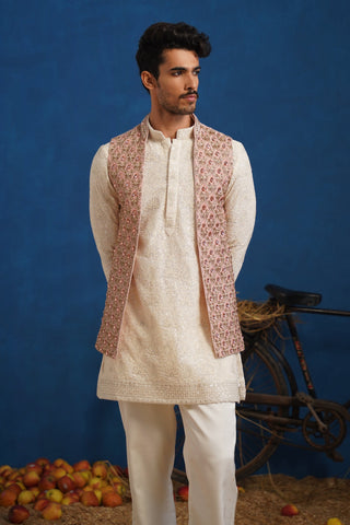 PRATEEK PINK SHORT KURTA JACKET SET