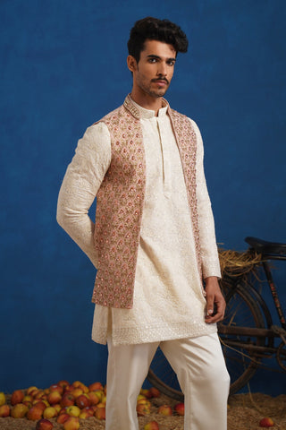 PRATEEK PINK SHORT KURTA JACKET SET