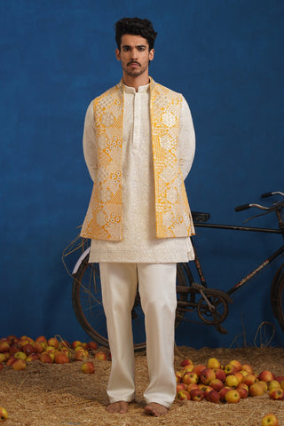 CHITRAY HALDI SHORT KURTA JACKET SET