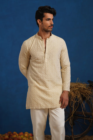 UDAYAN BEIGE SHORT KURTA SET