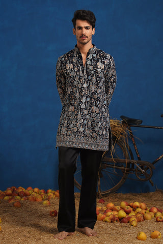 ORRY IN OMKAR BLUE SHORT KURTA SET