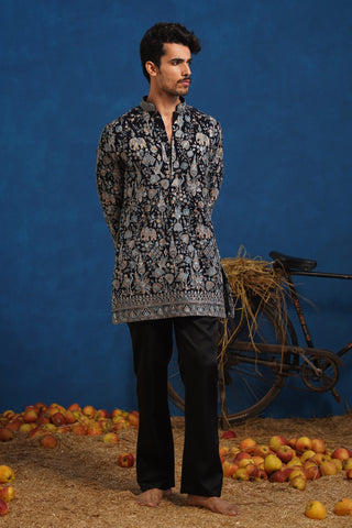 ORRY IN OMKAR BLUE SHORT KURTA SET