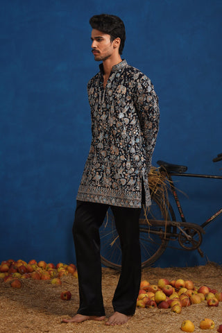 ORRY IN OMKAR BLUE SHORT KURTA SET