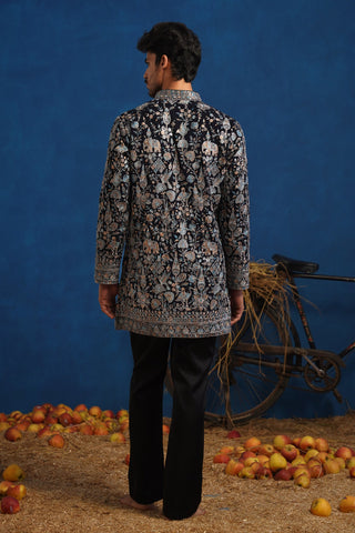 ORRY IN OMKAR BLUE SHORT KURTA SET