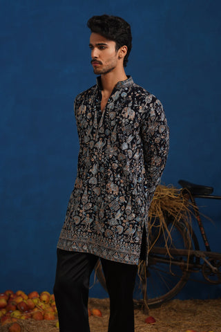 ORRY IN OMKAR BLUE SHORT KURTA SET