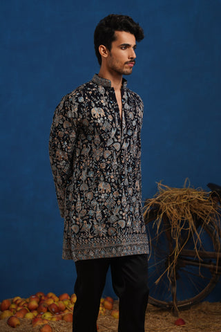ORRY IN OMKAR BLUE SHORT KURTA SET