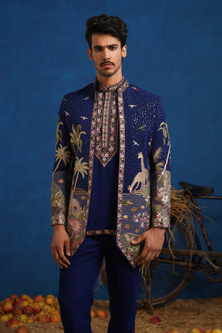 FOREST NAVY BLUE JODHPURI SET
