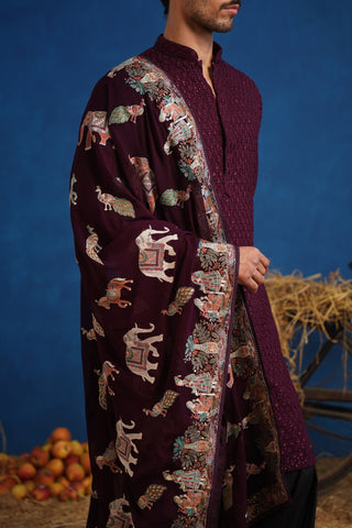 WINE KURTA SET